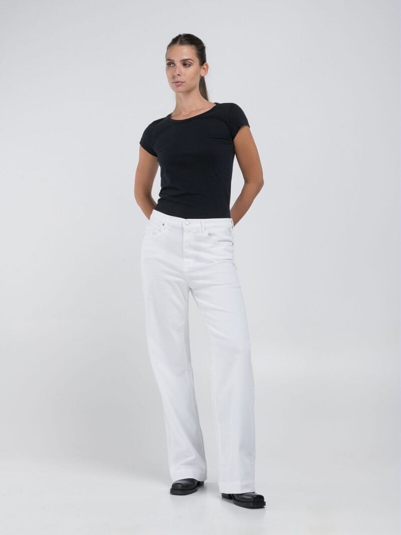 melja straight leg white denim