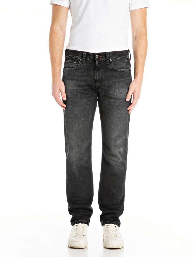 deryck regular fit 12 oz washed dark grey cotton denim