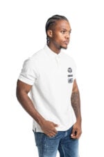 natural white pop badge polo