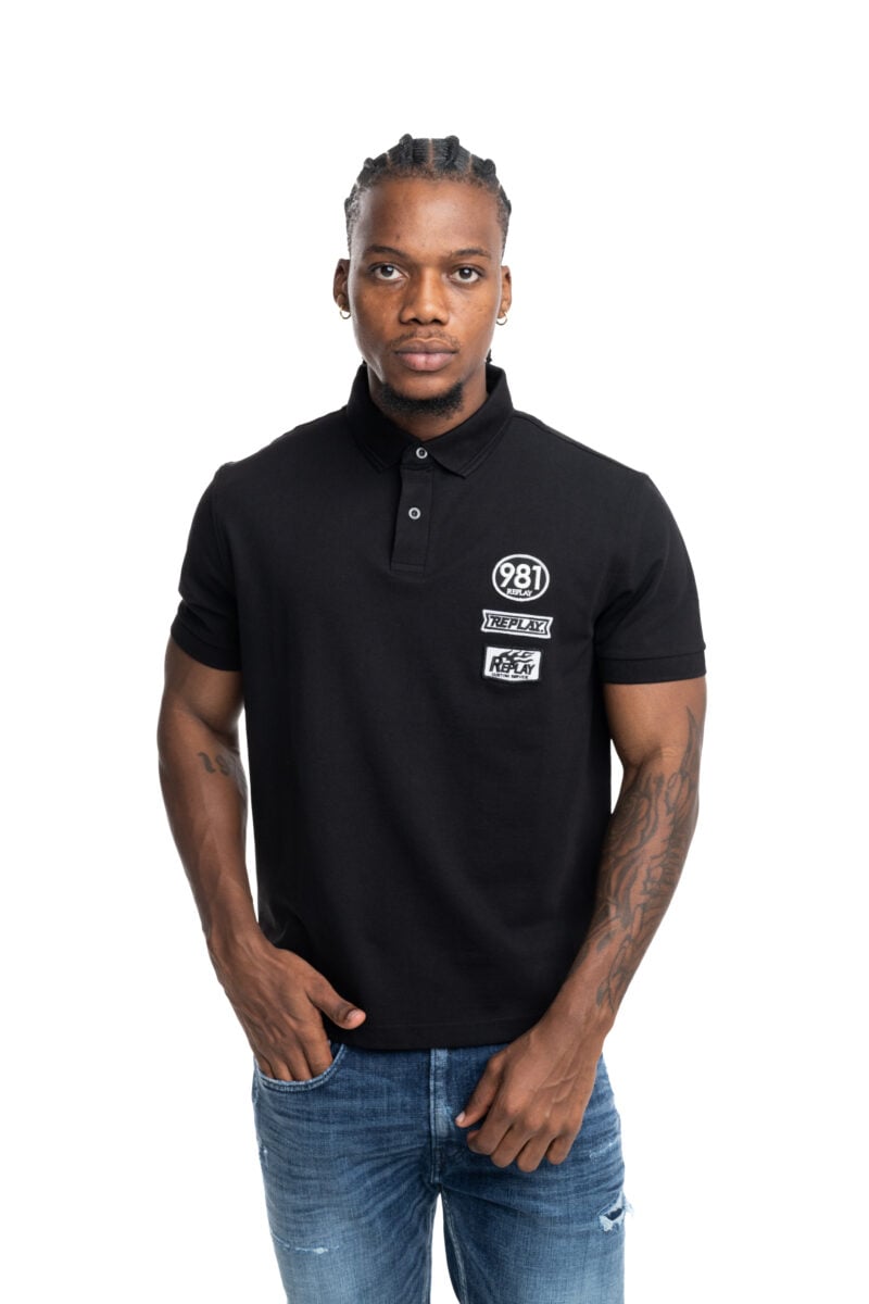 natural white pop badge polo natural white pop badge polo