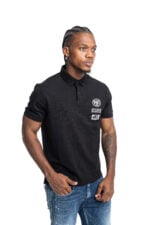 natural white pop badge polo