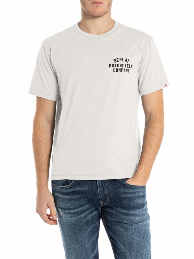 natural white pop badge polo