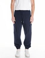 dark navy tech fleece cargo joggers
