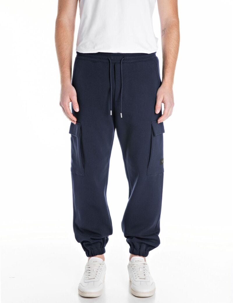 dark navy tech fleece cargo joggers