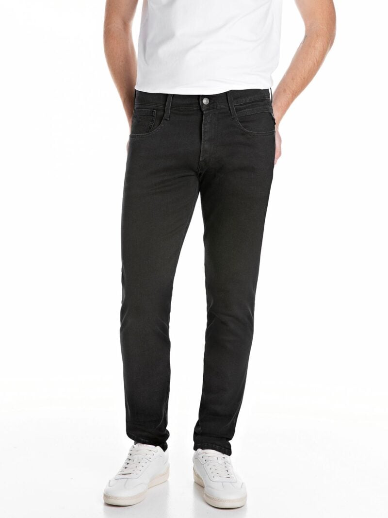 anbass slim fit power stretch black modal denim