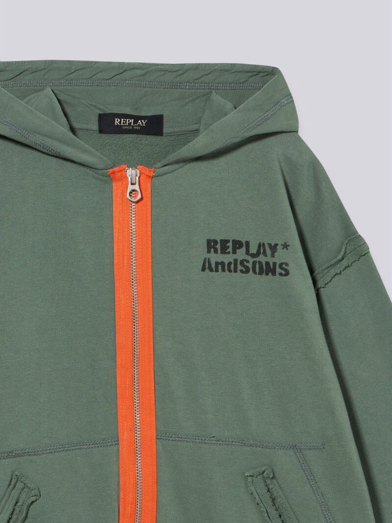 distressed zip up hoody