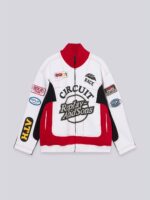 zip up racing hoody with patch