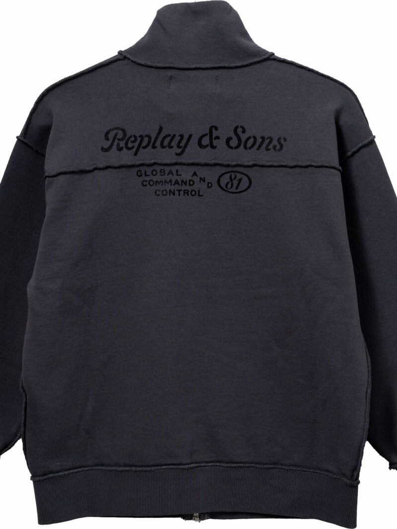 zip up panther patch sweatshirt