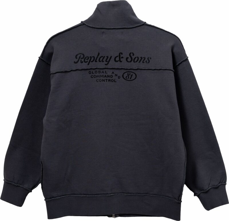zip up panther patch sweatshirt