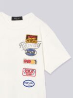 t shirt with patches and print