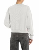 natural white cotton sweatshirt with r embroidery