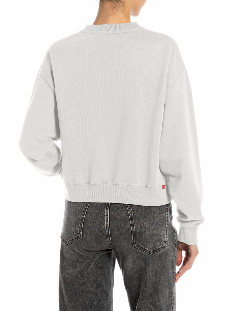 natural white cotton sweatshirt with r embroidery