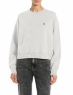 natural white cotton sweatshirt with r embroidery