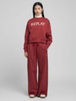 wide leg g.dyed bleached cotton fleece pants