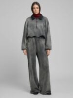 wide leg g.dyed bleached cotton fleece pants