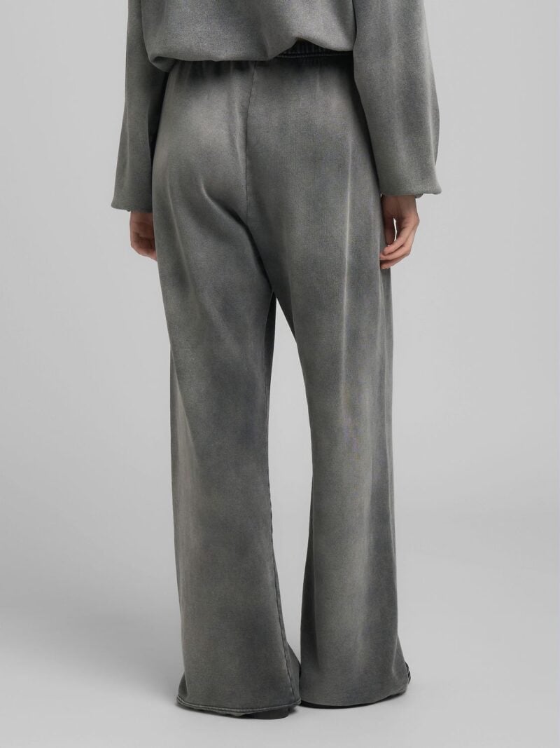 wide leg g.dyed bleached cotton fleece pants