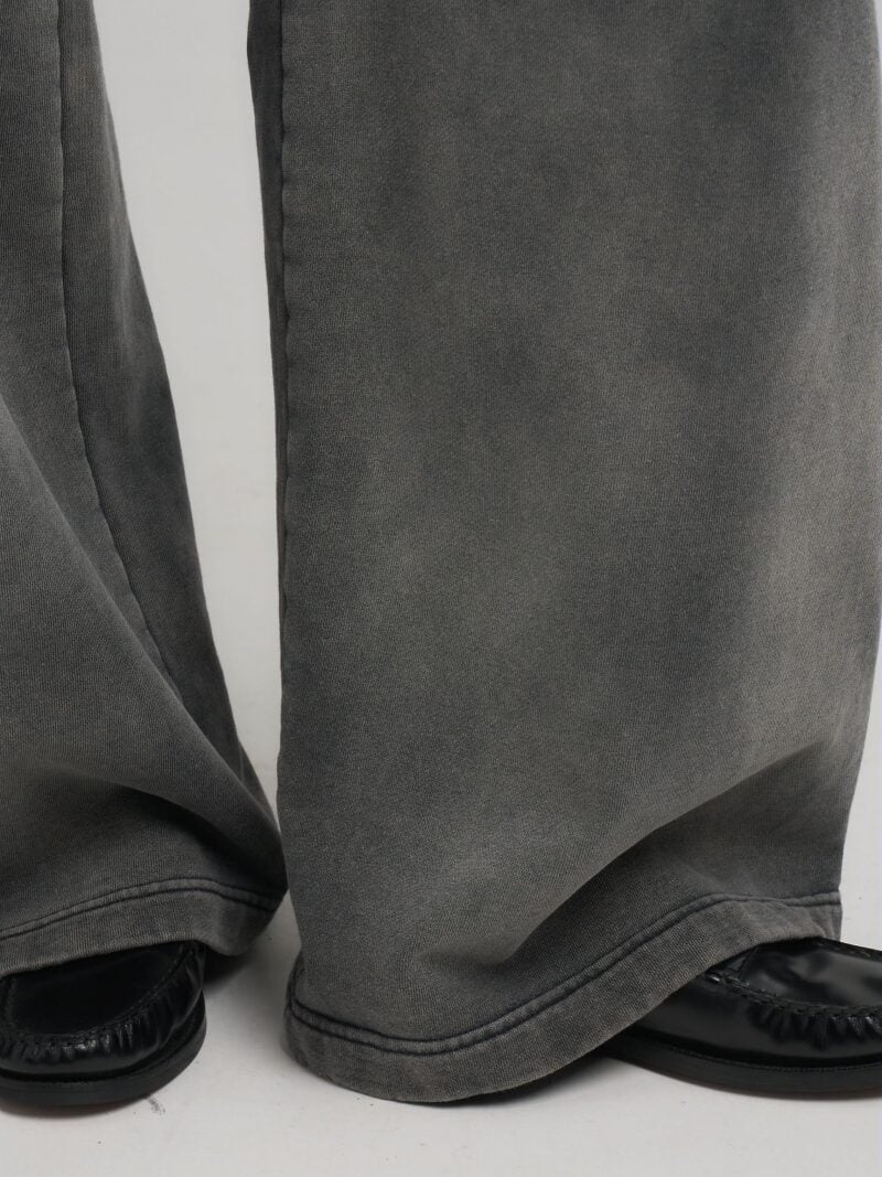 wide leg g.dyed bleached cotton fleece pants
