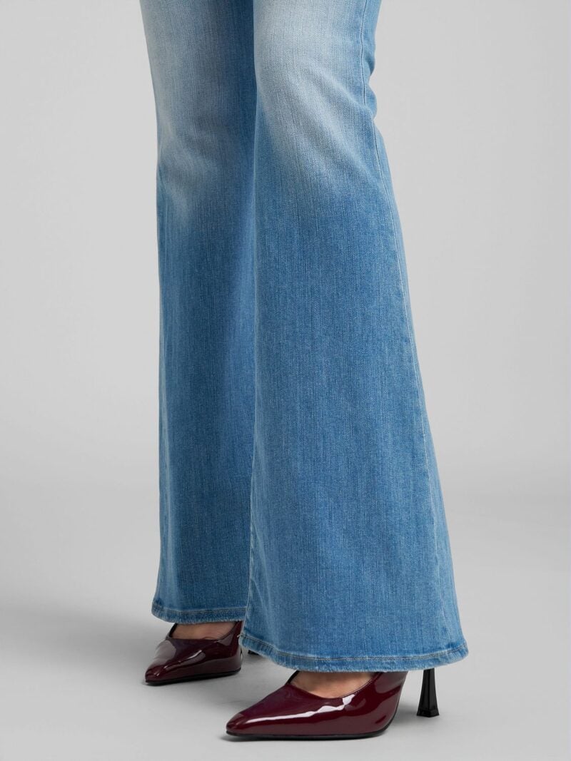 joella flared 12oz modal light blue power stretch denim