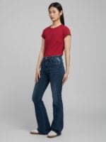 joella flared 11oz modal dark blue power stretch denim
