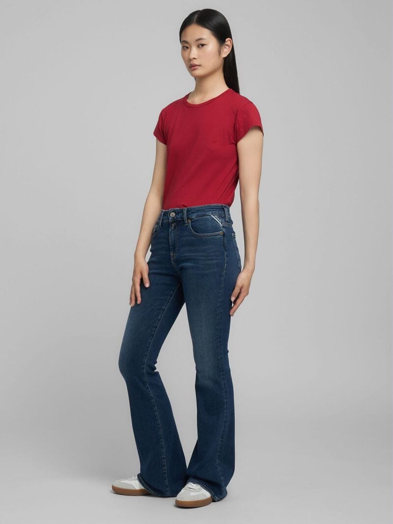 joella flared 11oz modal dark blue power stretch denim