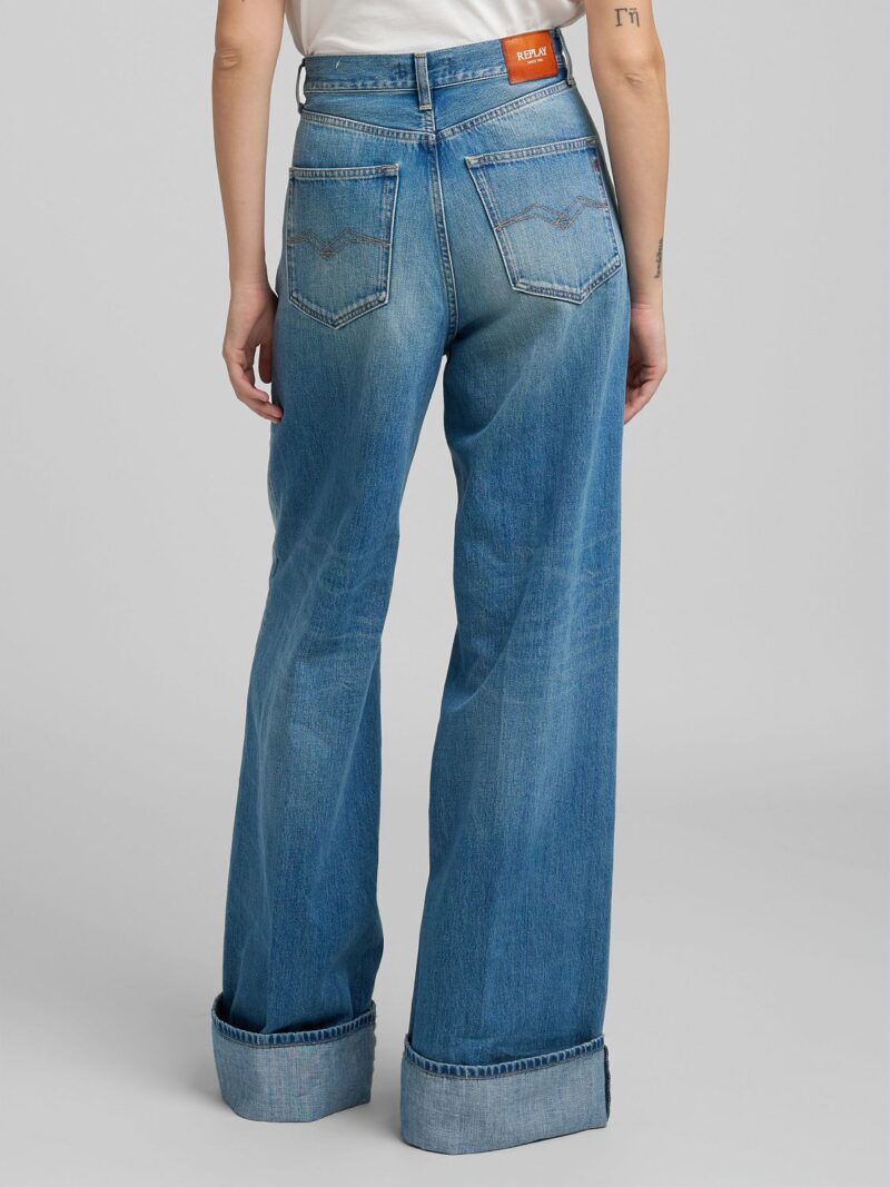 nalaja wide leg 11oz medium blue denim