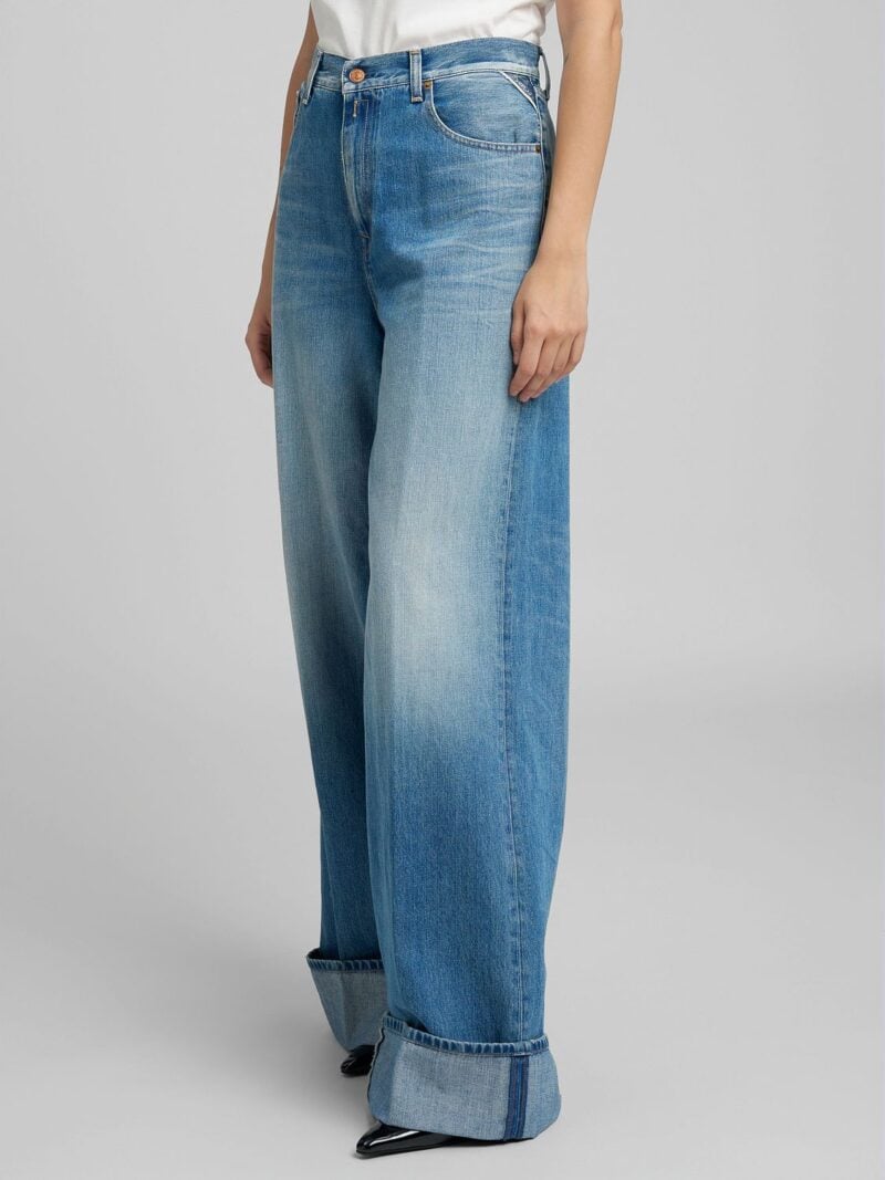 nalaja wide leg 11oz medium blue denim