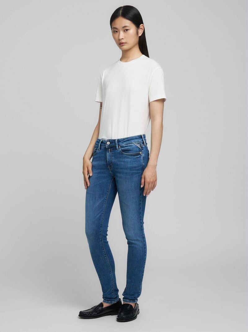 new luz 11oz power stretch modal medium blue denim