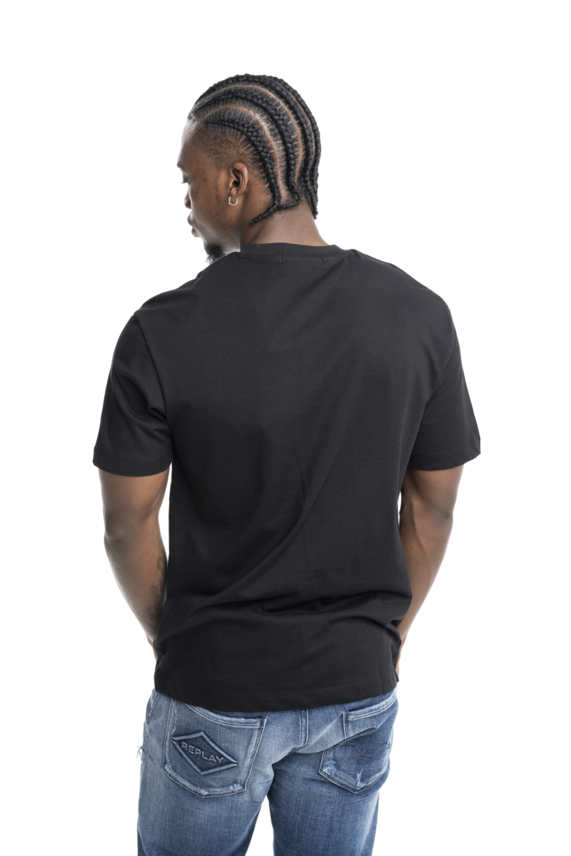 natural black cotton jersey t shirt with print